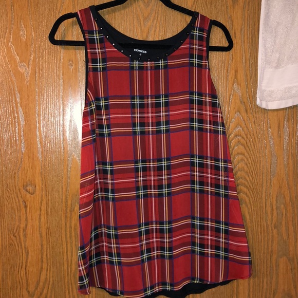 Express Tops - Plaid studded tartan print tank!